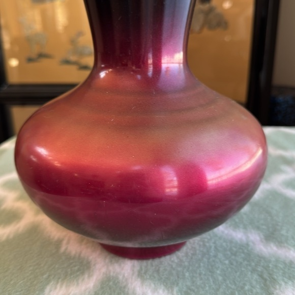 Vintage Turkish Monna glass Black and copper red umber Gradient Vase - Picture 2 of 8
